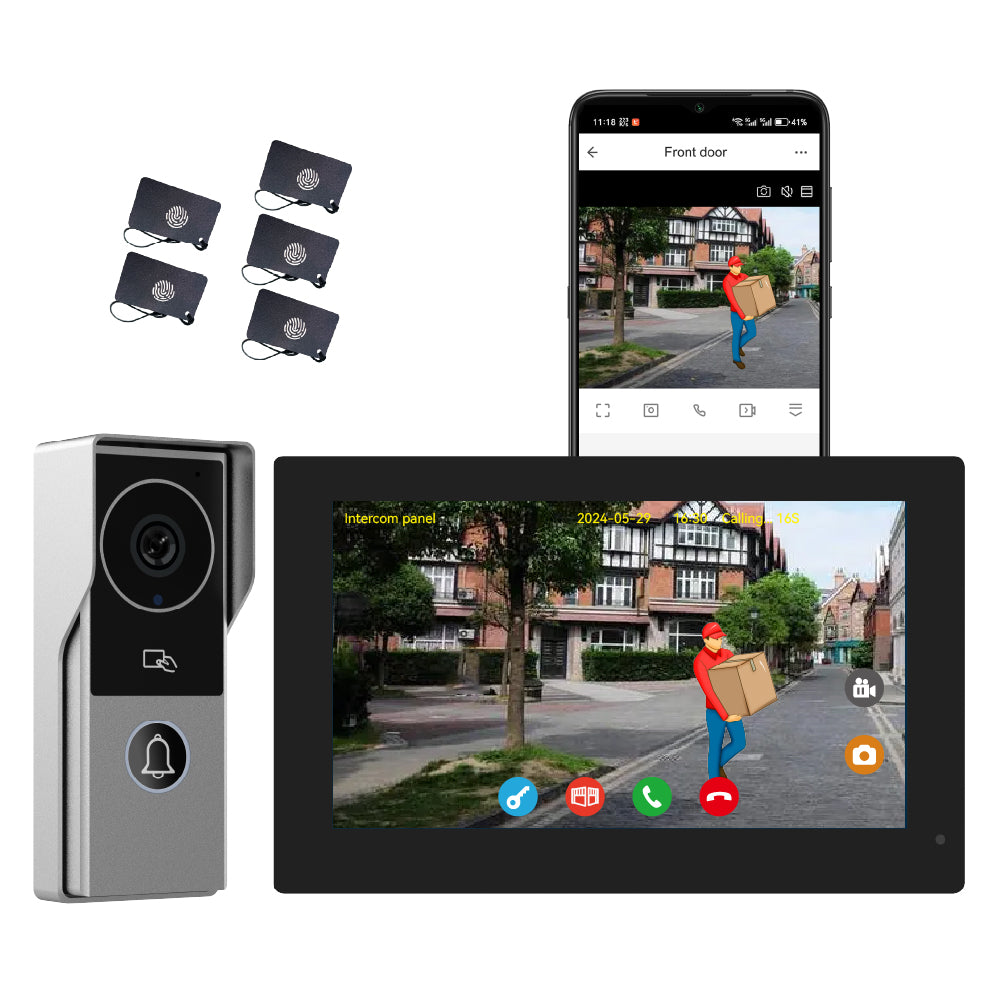 Anjielo Smaart 2-Wire Video Doorbell Intercom System with 1080P Camera and 10 Inch Touch Screen, WiFi Video Door Phone Kit for Home Apartment