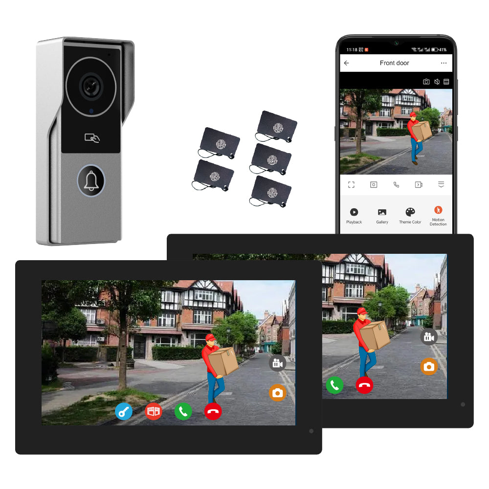 Anjielo Smaart 2-Wire Video Doorbell Intercom System with 1080P Camera and 10 Inch Touch Screen, WiFi Video Door Phone Kit for Home Apartment