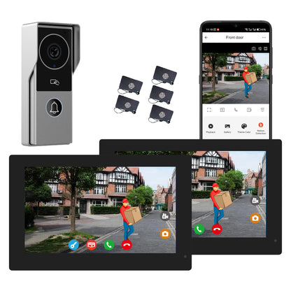 Anjielo Smart 2-Wire Video Doorbell Intercom System with 1080P Camera and 10 Inch Touch Screen, WiFi Video Door Phone Kit for Home Apartment