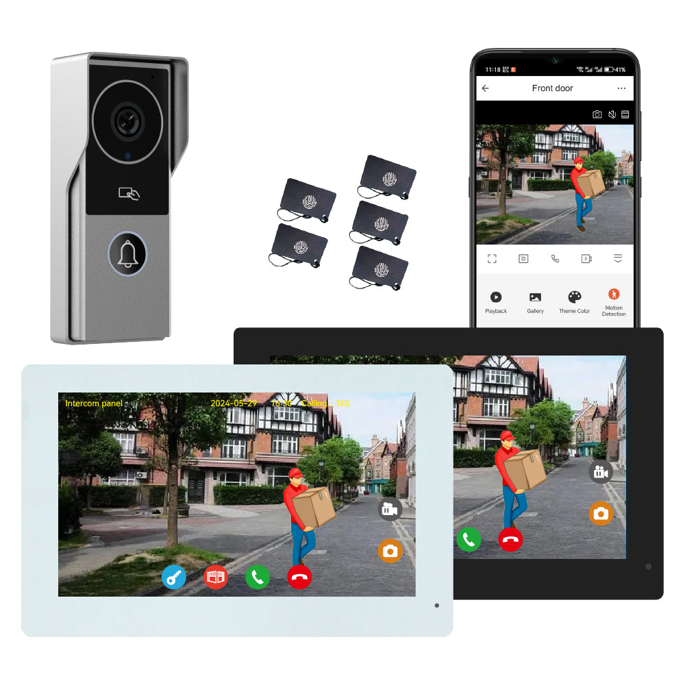 Anjielo Smaart 2-Wire Video Doorbell Intercom System with 1080P Camera and 10 Inch Touch Screen, WiFi Video Door Phone Kit for Home Apartment