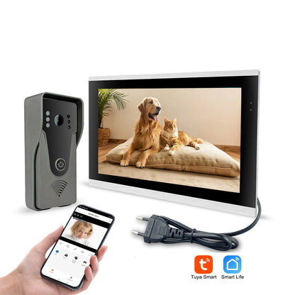 10 inch HD video intercom 1080P home doorbell Tuya app wireless video intercom unlocking mobile detection