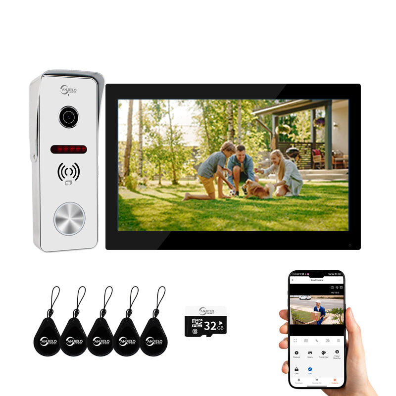 Anjielo Video Doorbell Apartment Intercom 7 inch Touch Monitor 1080P Door Camera TUYA Smart Home Door Phone Kits 3 in 1 Unlock RFID Card for Home Villa