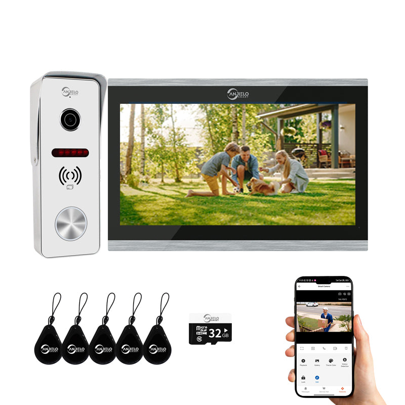 Anjielo Video Doorbell Apartment Intercom 7 inch Touch Monitor 1080P Door Camera TUYA Smart Home Door Phone Kits 3 in 1 Unlock RFID Card for Home Villa