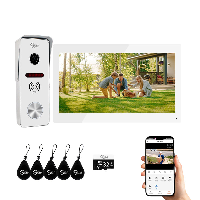 Anjielo Video Doorbell Apartment Intercom 7 inch Touch Monitor 1080P Door Camera TUYA Smart Home Door Phone Kits 3 in 1 Unlock RFID Card for Home Villa