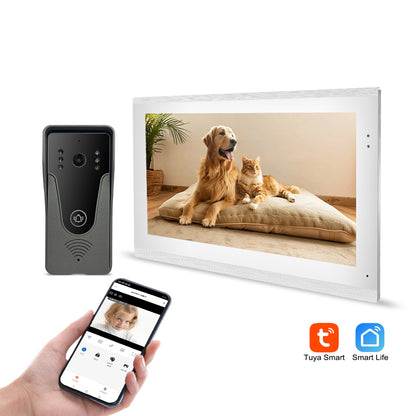 10 inch HD video intercom 1080P home doorbell Tuya app wireless video intercom unlocking mobile detection