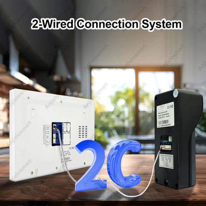 2 Wire Door Intercom System Tuya Smart Home Wifi 1080P Camera Doorbell With RFID Card Unlock 7 Touch Screen Security Protect