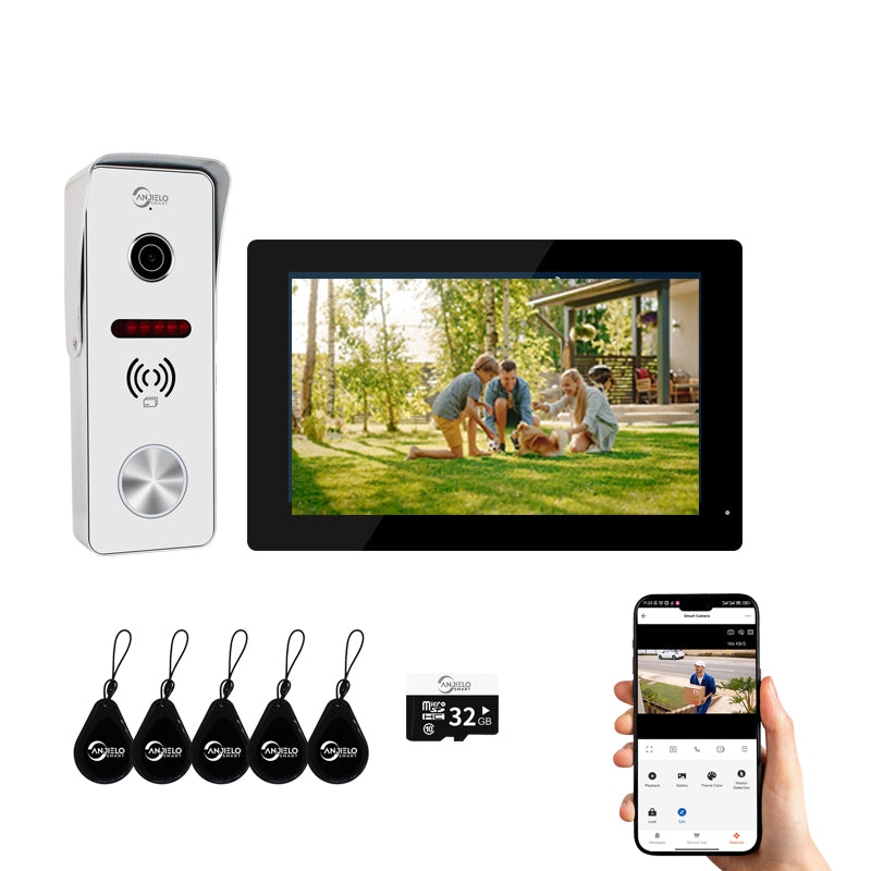 Anjielo Video Doorbell Apartment Intercom 7 inch Touch Monitor 1080P Door Camera TUYA Smart Home Door Phone Kits 3 in 1 Unlock RFID Card for Home Villa