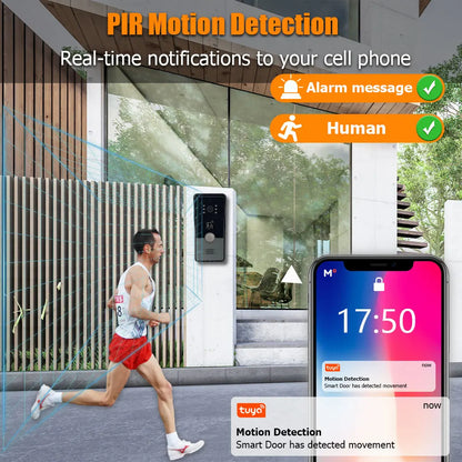 2 Wire Door Intercom System Tuya Smart Home Wifi 1080P Camera Doorbell With RFID Card Unlock 7 Touch Screen Security Protect