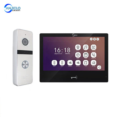 AnjieloSmart 10 inch Touch Monitor with Night Vision Doorbell Camera Video Intercom For Home Safety
