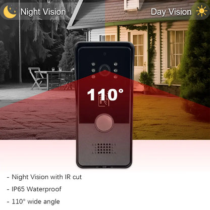 2 Wire Door Intercom System Tuya Smart Home Wifi 1080P Camera Doorbell With RFID Card Unlock 7 Touch Screen Security Protect