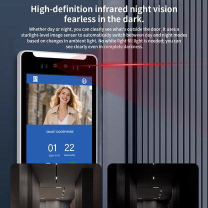 Anjielo Tuya Smart  AI facial recognition building IP video intercom system, 5-in-1 Unlock and Connect Multiple Monitors Integrated Solution, suitable for villas/hotels and communities