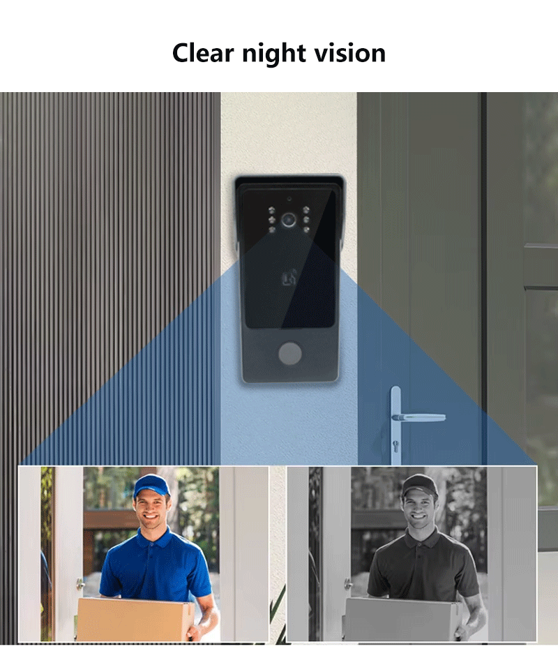 Anjielo two Wire door intercom system Tuya smart home with night vision camera doorbell and RFID card unlocking 7/10 touch screen security system