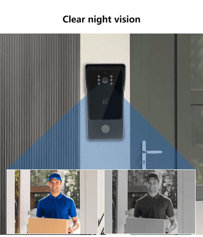 Anjielo two Wire door intercom system Tuya smart home with night vision camera doorbell and RFID card unlocking 7/10 touch screen security system