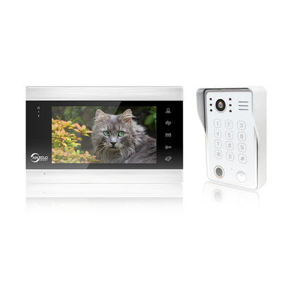 7 inch Touch Button screen Video Door Phone Rfid Card Access Control System Doorbell with Fingerprint and password unlock Video Intercom System