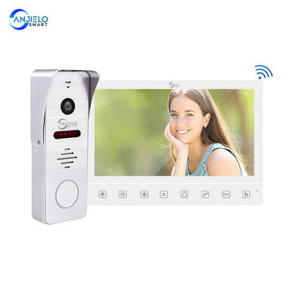 Anjielosmart 10 inch Touch Monitor with Night Vision Motion Detection Doorbell Camera Video Doorphone For Home