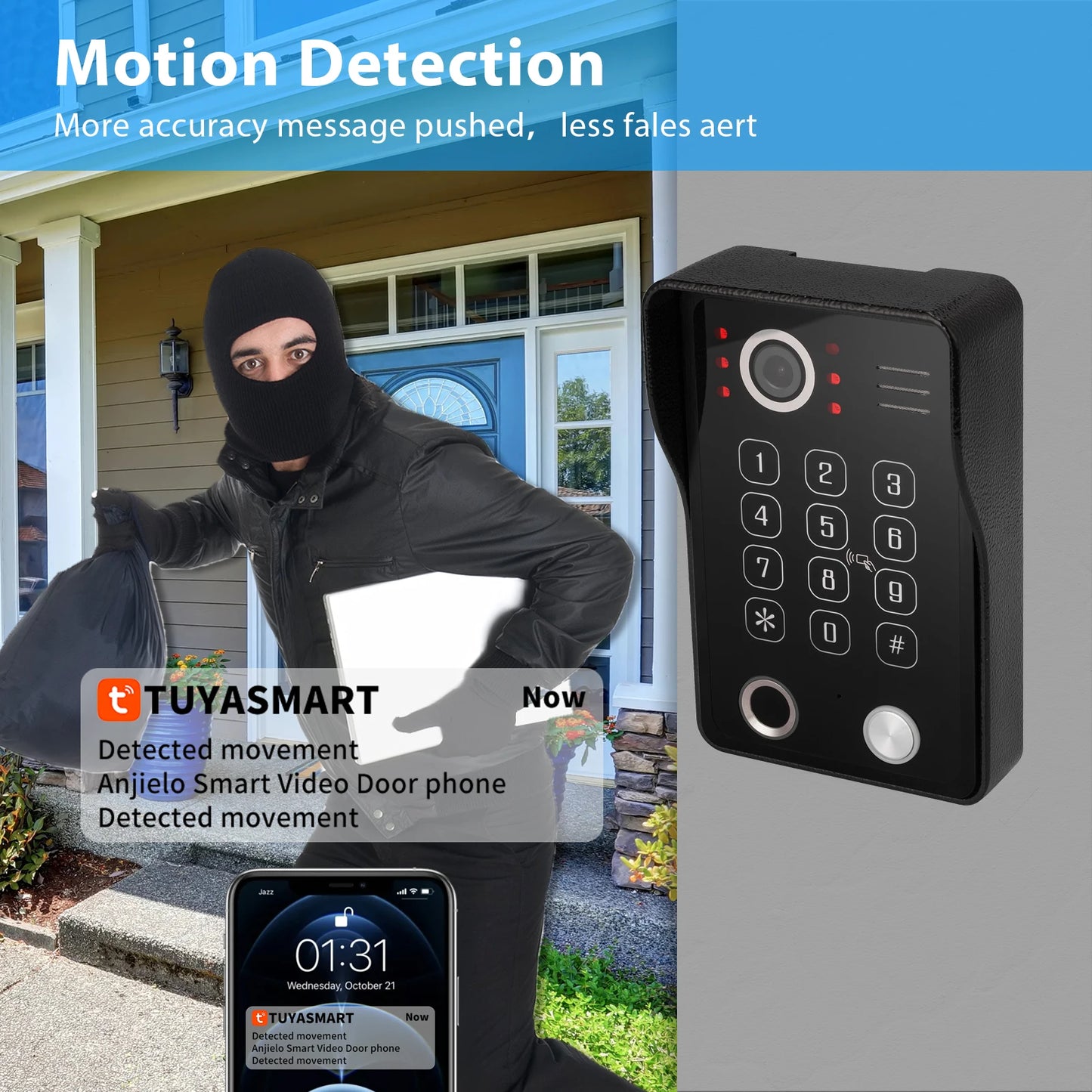 Tuya 10 Inch Video Intercom Touch Screen with Wired Doorbell 1080P APP ...