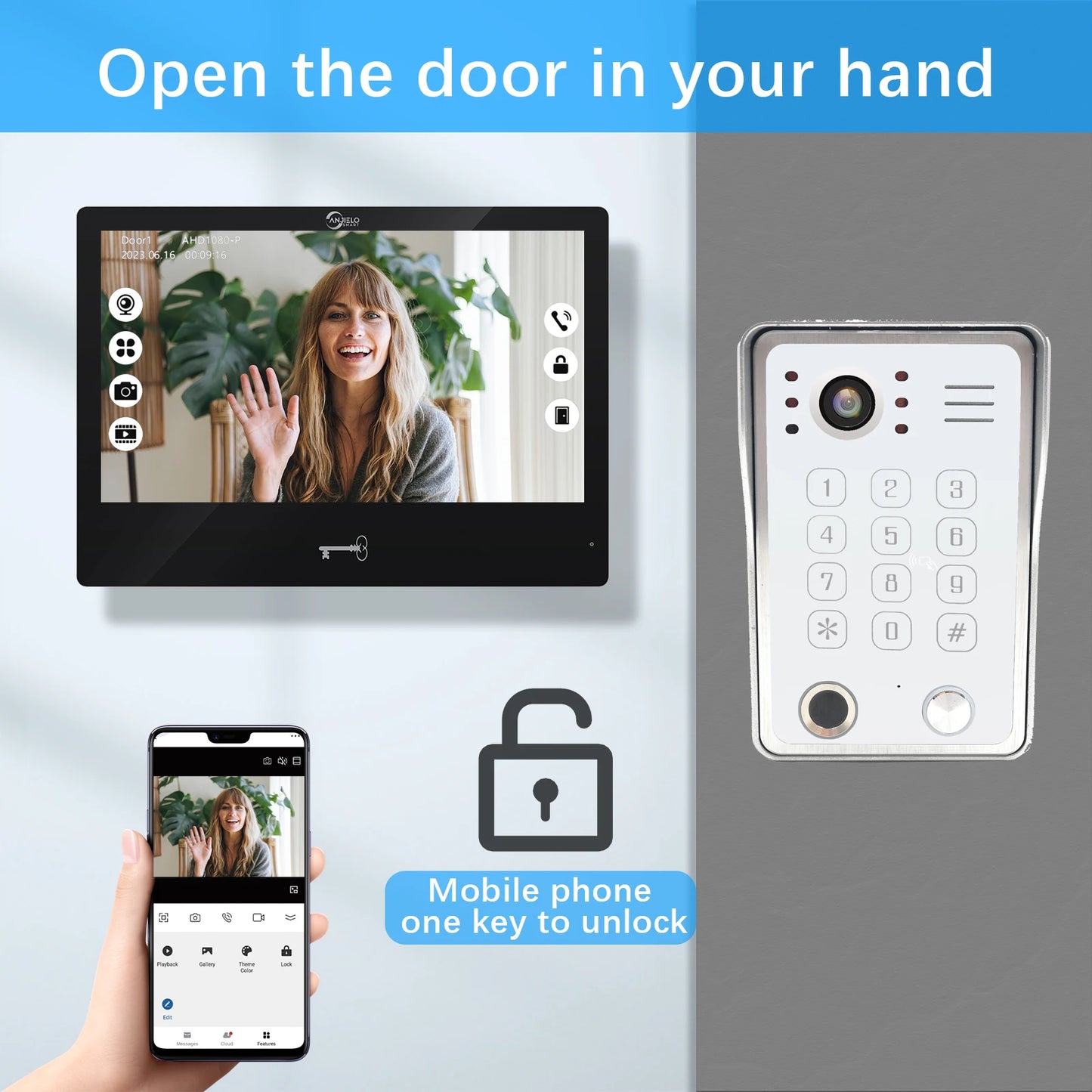 Tuya 10 Inch Video Intercom Touch Screen with Wired Doorbell 1080P APP ...