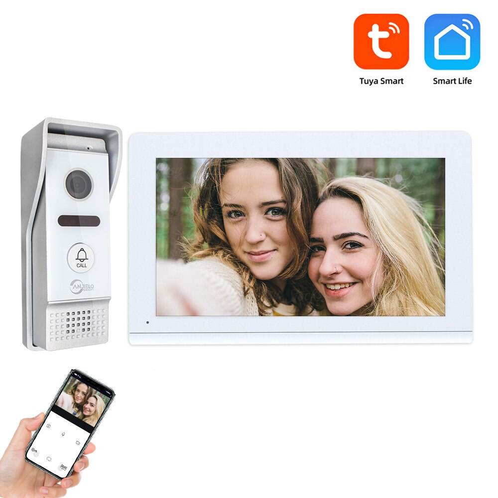 Tuya 1080P Wifi interphone vidéo sans fil Smart Home vidéo judas porte cloche Vision nocturne caméra avec moniteur pour la sécurité à domicile 