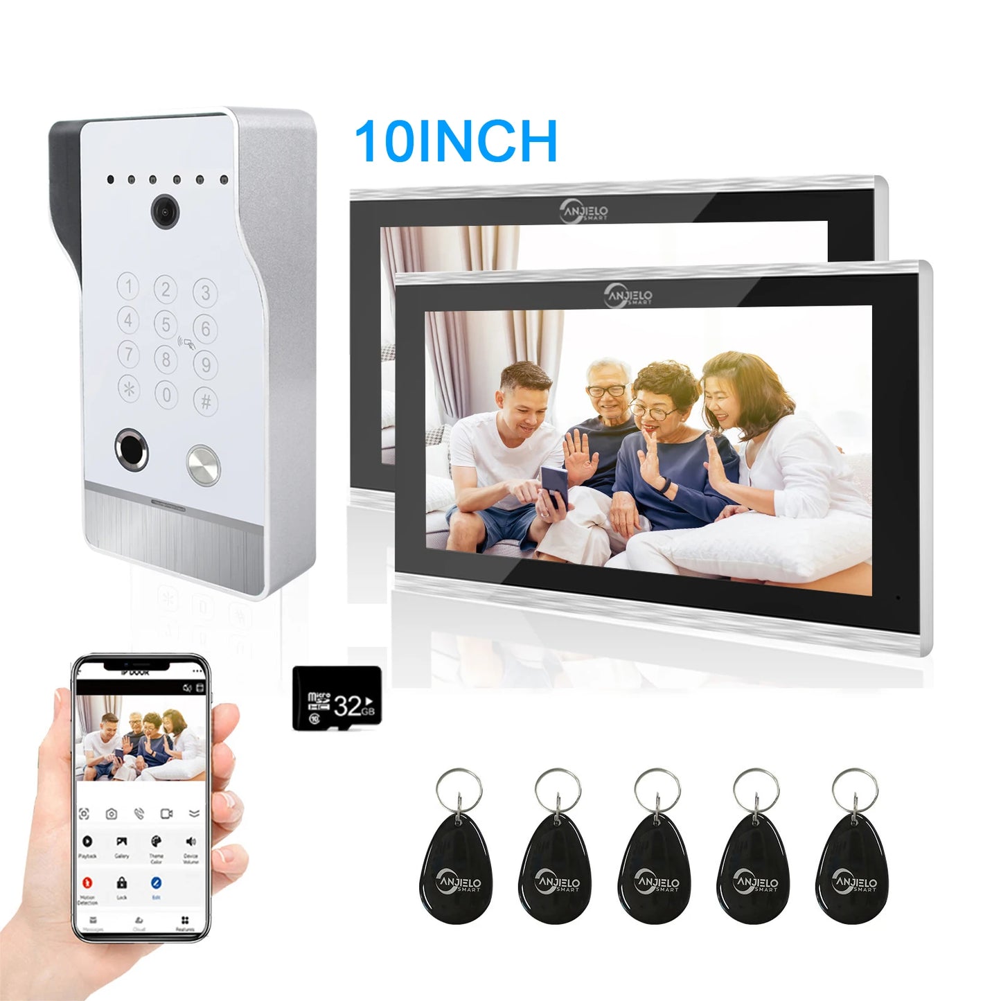 NEW 2023 Large Size FHD 1080P Tuya Smart WiF Video Door phone Doorbell Camera with RFID Card unlcok Fingerprint and Passcode unlock for the Apartment Intercom System for Home Villa