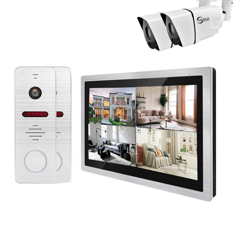Tuya DVR 1080P smart home Doorbell 10 inch Video Intercoms For Control System WiFi Video 4 independent screens IP doorbell
