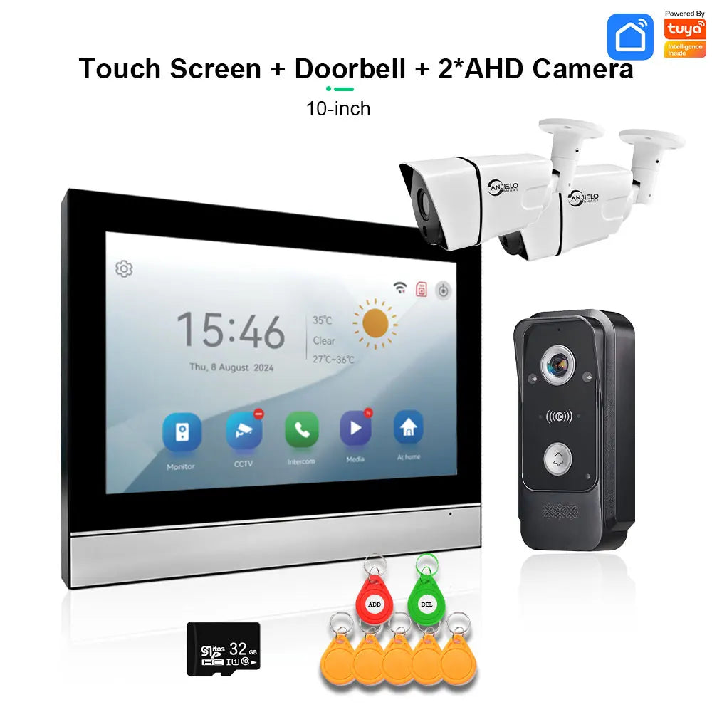 Tuya Smart Wifi Doorbell Video Intercom with CCTV Alarm System 1080P Video Door Entry Intercom with RFID Unlock