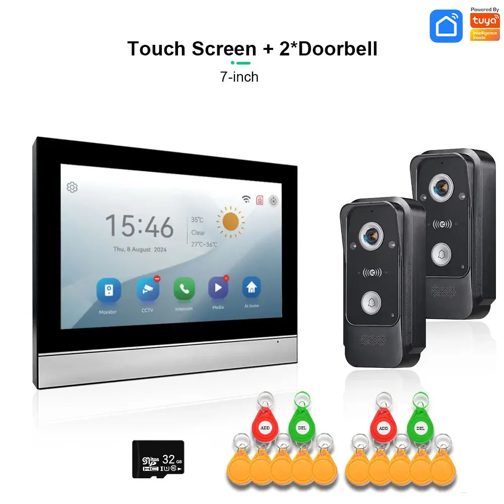 Tuya Smart Wifi Doorbell Video Intercom with CCTV Alarm System 1080P Video Door Entry Intercom with RFID Unlock