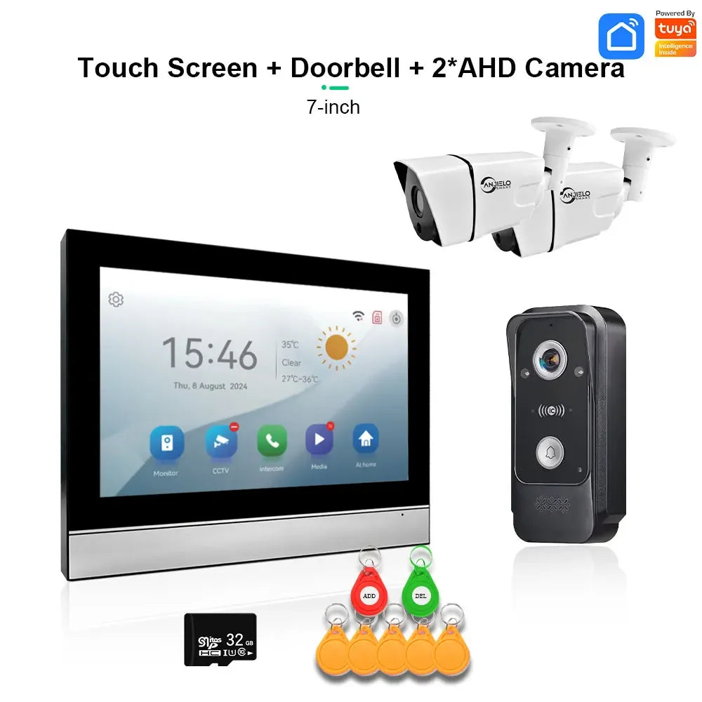 Tuya Smart Wifi Doorbell Video Intercom with CCTV Alarm System 1080P Video Door Entry Intercom with RFID Unlock