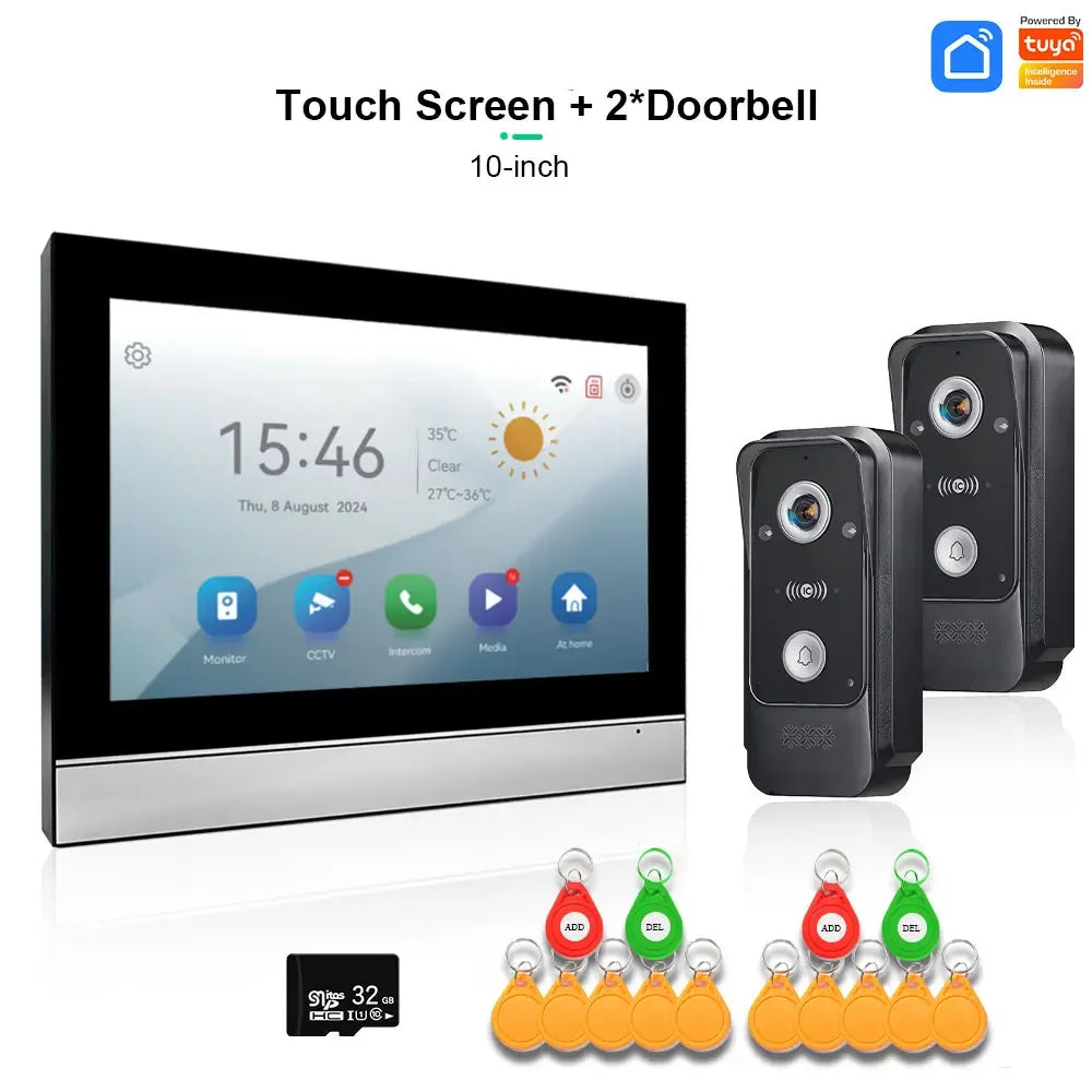 Tuya Smart Wifi Doorbell Video Intercom with CCTV Alarm System 1080P Video Door Entry Intercom with RFID Unlock