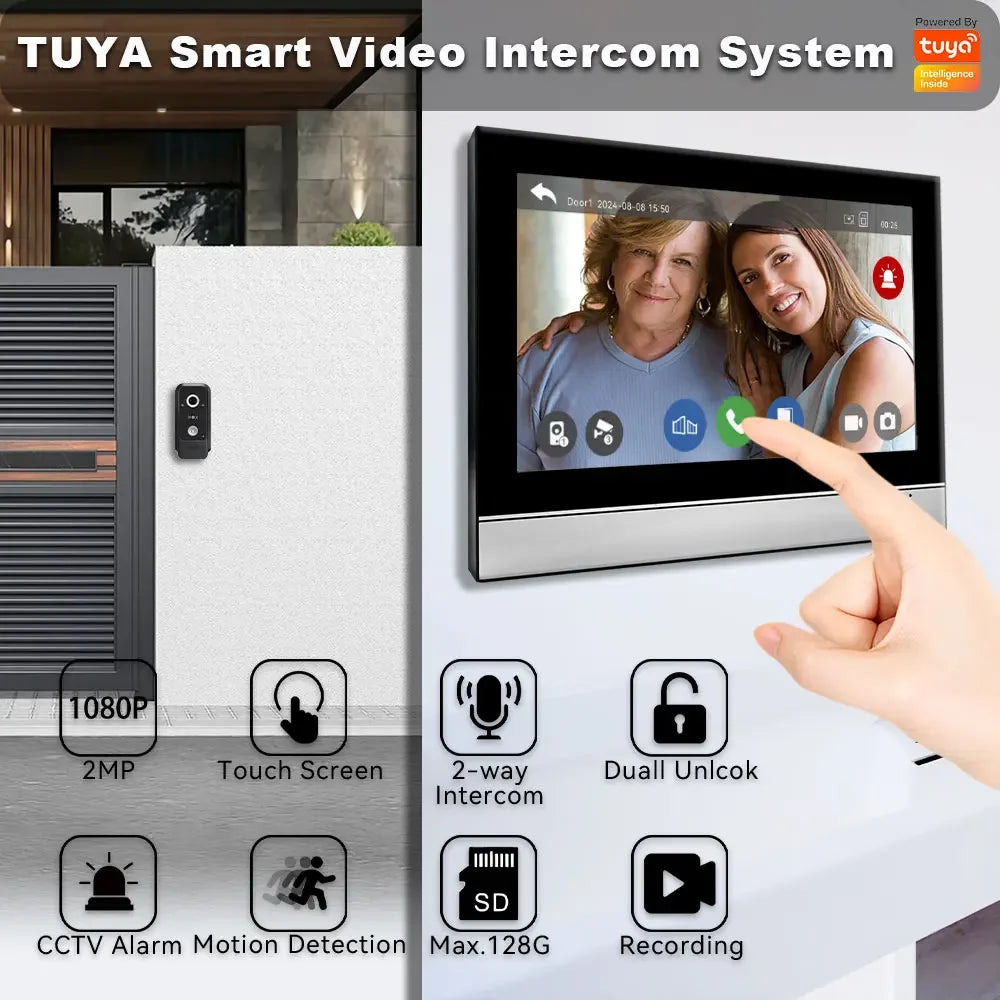 Tuya Smart Wifi Doorbell Video Intercom with CCTV Alarm System 1080P Video Door Entry Intercom with RFID Unlock