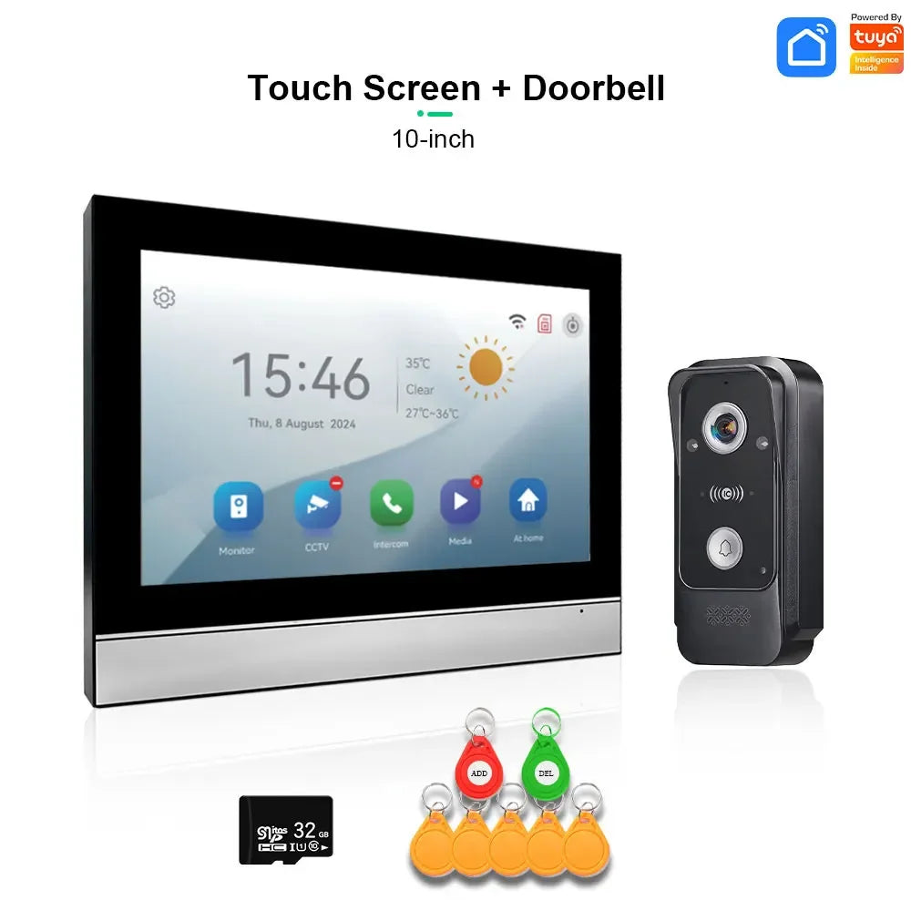 Tuya Smart Wifi Doorbell Video Intercom with CCTV Alarm System 1080P Video Door Entry Intercom with RFID Unlock