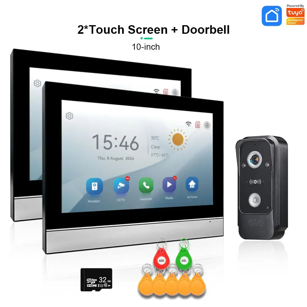 Tuya Smart Wifi Doorbell Video Intercom with CCTV Alarm System 1080P Video Door Entry Intercom with RFID Unlock