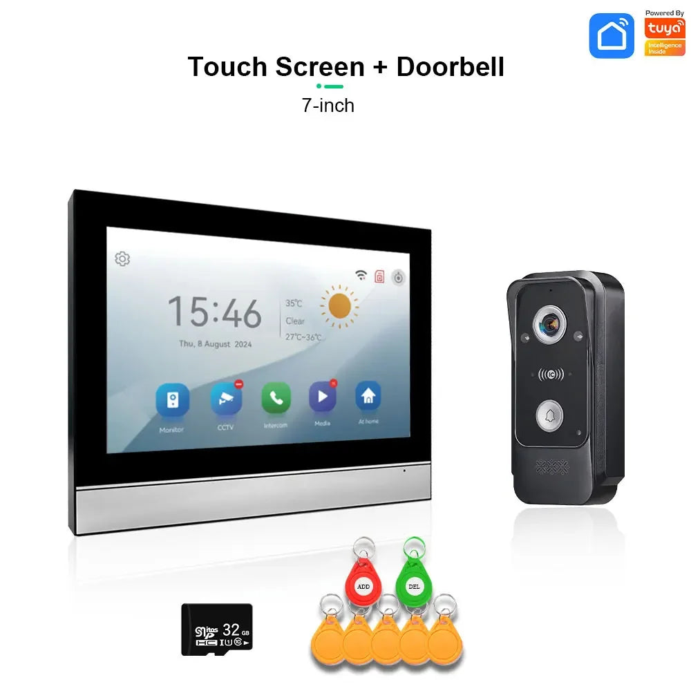 Tuya Smart Wifi Doorbell Video Intercom with CCTV Alarm System 1080P Video Door Entry Intercom with RFID Unlock