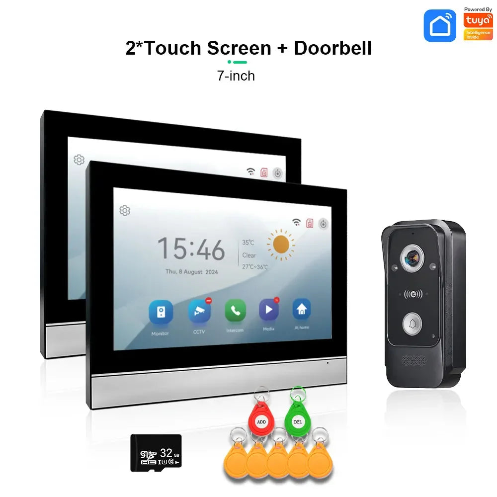 Tuya Smart Wifi Doorbell Video Intercom with CCTV Alarm System 1080P Video Door Entry Intercom with RFID Unlock