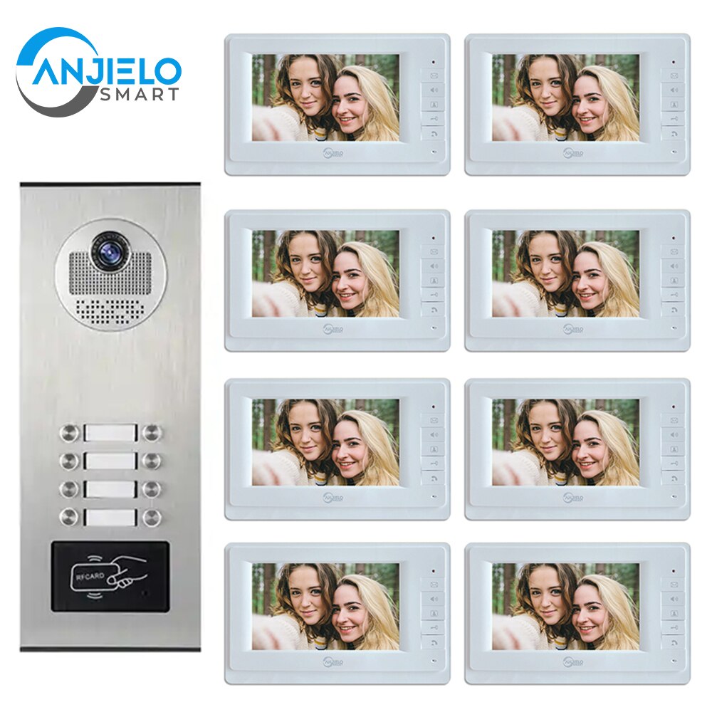 Video Intercoms Multi Apartment Door Entry Residential Intercom Rfid Doorbell Camera Electronic Doormanm 2/3/4/6/8 Units 7inch