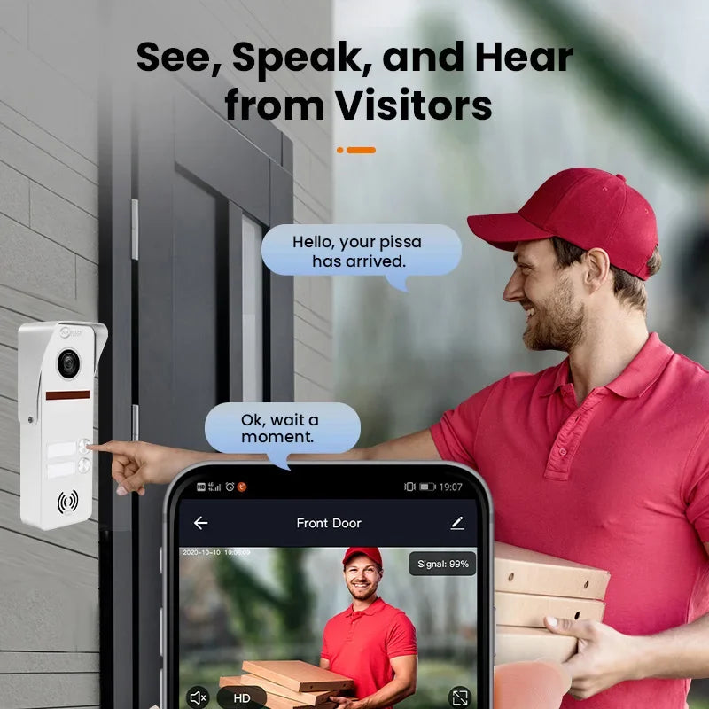 Anjielo Smart Wifi Intercom Tuya 7/10 Inch Video Tuya Smart Home video 2 doorbell System 1080P 160°Wired Doorbell Camera Full Touch Monitor