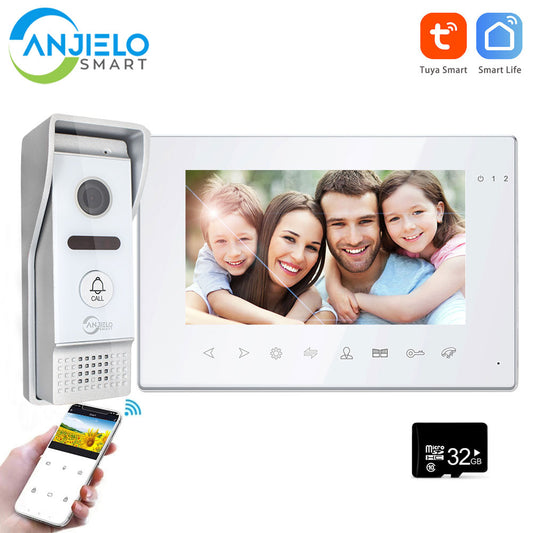 Système d'interphone vidéo sans fil Tuya 7 pouces moniteur vidéo sonnette avec caméra 1080P vidéo portero Wifi Con Apertura Puerta 