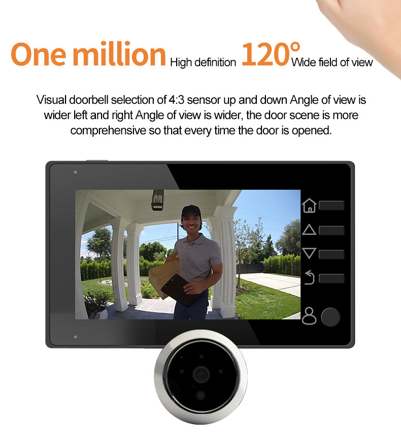 Anjielo 4.3-Inch Video Intercom Supports Multiple Languages Has Motion Detection Can Take Photos And Record Videos And Is Equipped With An Alarm Cat Eyes