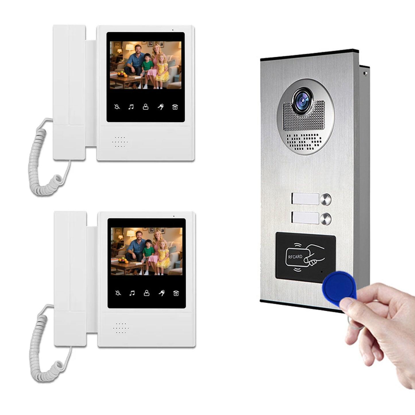 AnjieloSmart Home 4.3'' TFT Wired Video Intercom Doorbell System RFID Camera with 2/3/4/6/8/10/12 Monitor Doorphone