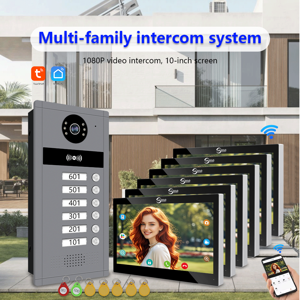 Anjielo Smart 7/10-Inch 6-24 Household Tuya Smart Video Doorbell Metal Doorbell Video Intercom System Suitable For Multi-Family