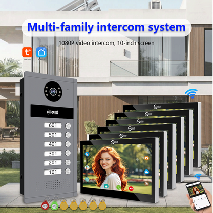 Anjielo Smart 7/10-Inch 6-24 Household Tuya Smart Video Doorbell Metal Doorbell Video Intercom System Suitable For Multi-Family