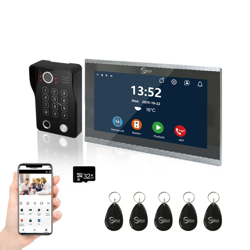 1080P Tuya Smart WiF Video Door phone Doorbell Camera with RFID Card unlcok Fingerprint and Passcode unlock for the Apartment Intercom System for Home Villa