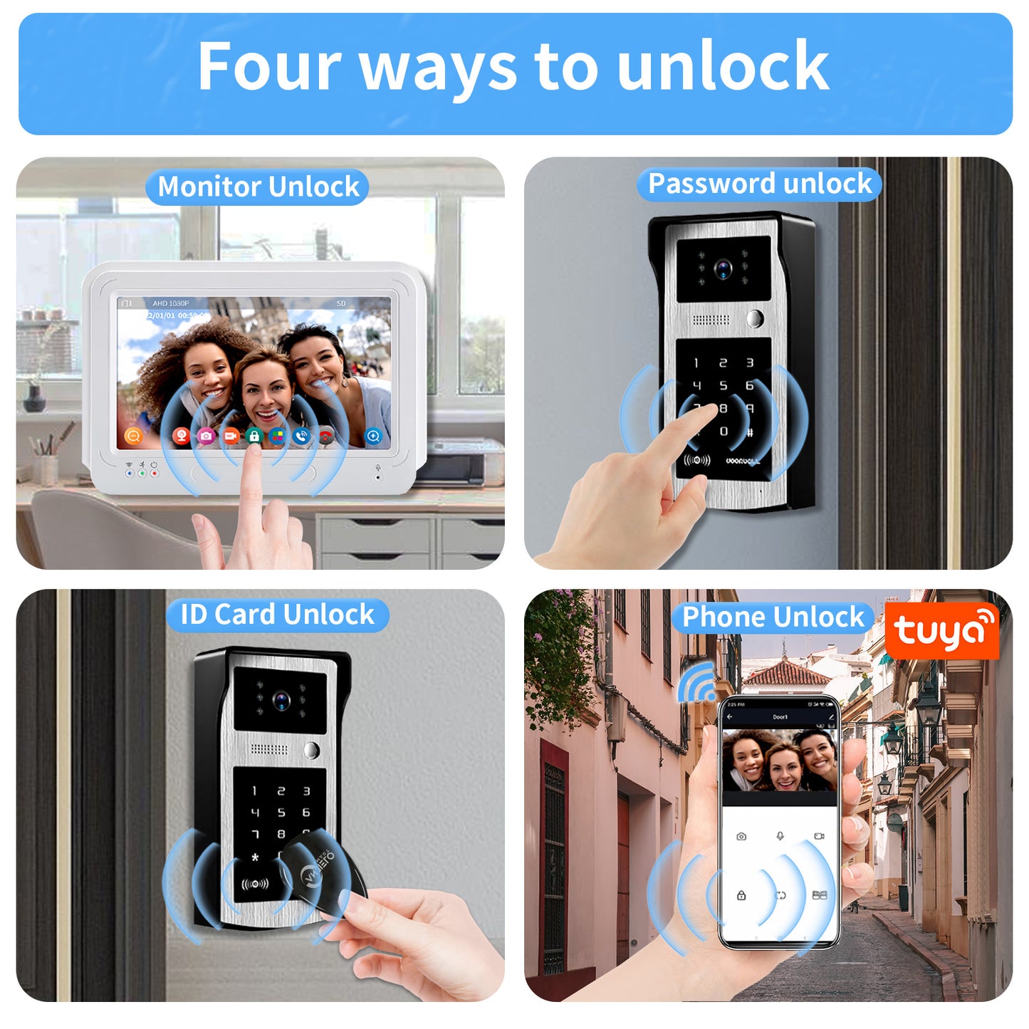 7 Inch Screen Touch Monitor Video Intercom for Home Door Phone Doorbell with RFID Code Keypad Access Control Video intercom System
