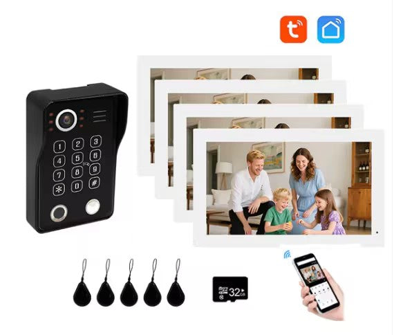 1080P Tuya Smart WiF Video Door phone Doorbell Camera with RFID Card unlcok Fingerprint and Passcode unlock for the Apartment Intercom System for Home Villa