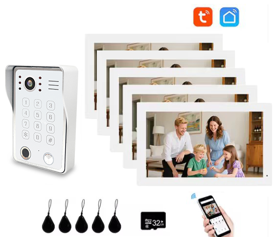1080P Tuya Smart WiF Video Door phone Doorbell Camera with RFID Card unlcok Fingerprint and Passcode unlock for the Apartment Intercom System for Home Villa