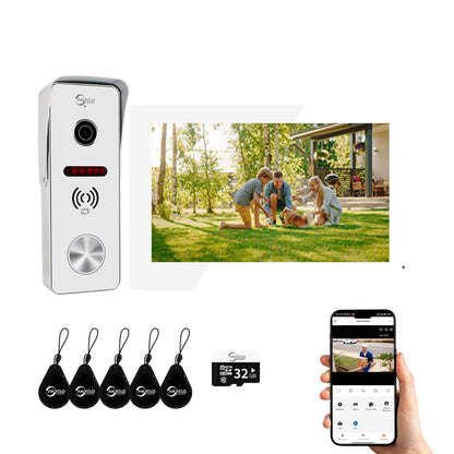 Anjielo Video Doorbell Apartment Intercom 7 inch Touch Monitor 1080P Door Camera TUYA Smart Home Door Phone Kits 3 in 1 Unlock RFID Card for Home Villa