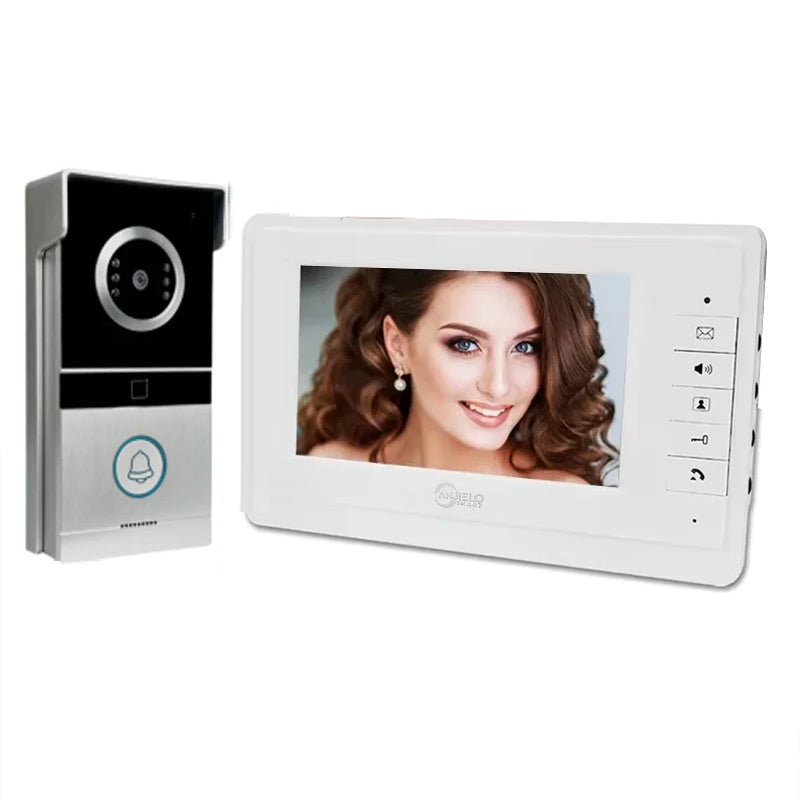 Anjielo 7 Inch TFT Color Wired Video Door Phone Intercom System with 700TVL Outdoor Camera, 4-Wire Connection, IR Night Vision & Room-to-Room Intercom for Home, Apartment & Villa