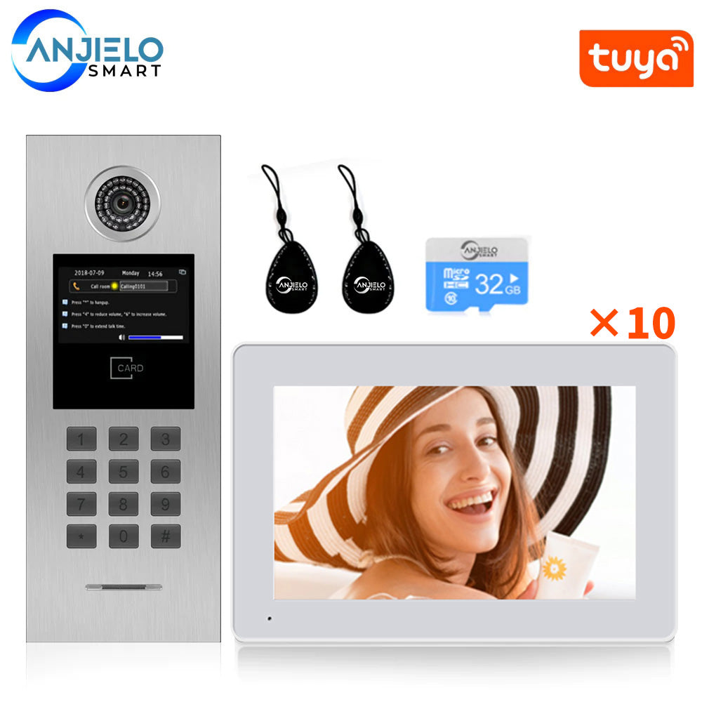 7 inch Screen IP Building Video Intercom For Apartment Building RFID Card Access Control System  TUYA Smart Video Intercom Phone For Home Doorbell