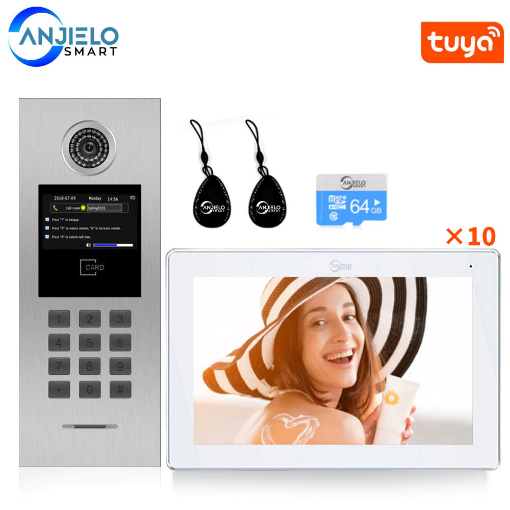 TUYA Smart 10 inch Monitor Video Intercom For IP Building Apartment Building RFID Card Access Control System Video Door Phone For Home Doorbell