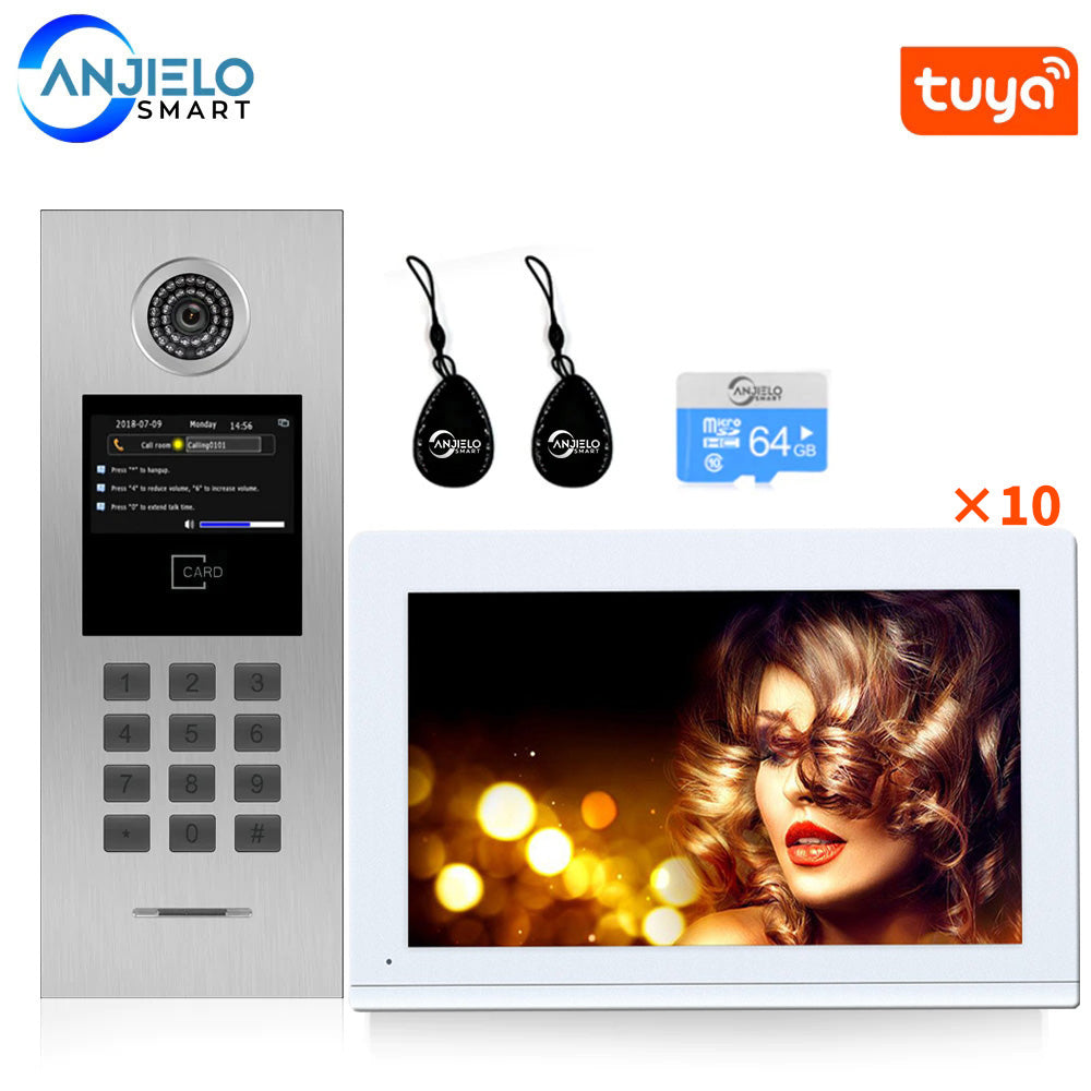 10 inch Screen Tuya Smart Video Intercom System For IP Building Apartment RFID Card Access Control System Video Intercom For Home Doorbell