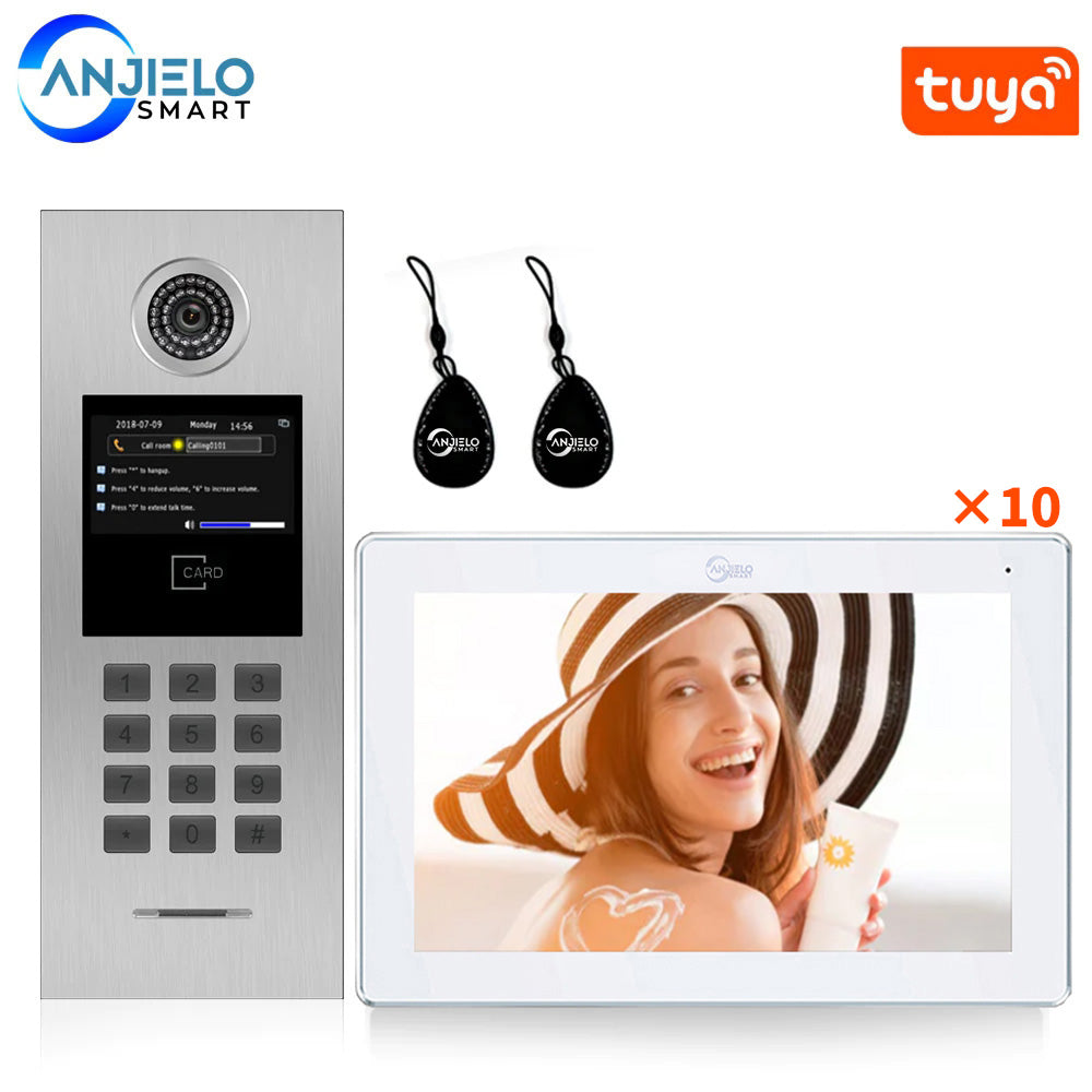 TUYA Smart 10 inch Monitor Video Intercom For IP Building Apartment Building RFID Card Access Control System Video Door Phone For Home Doorbell